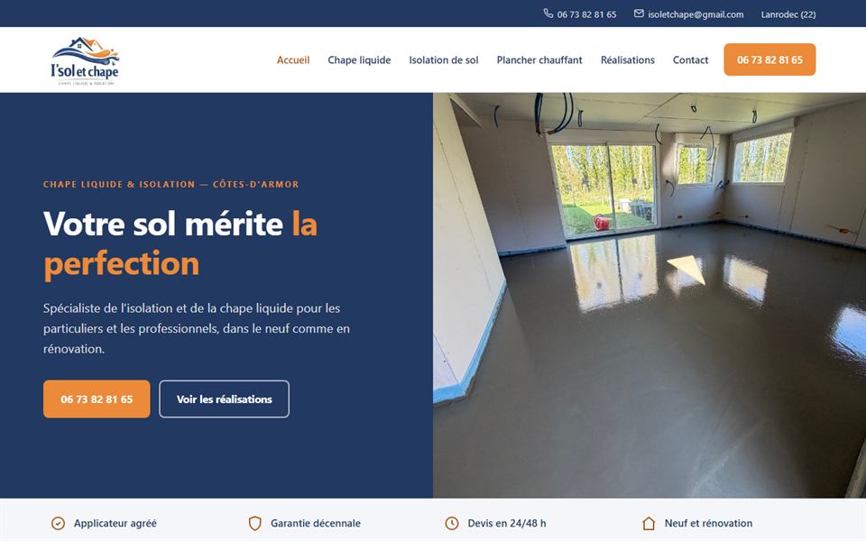 Page d'accueil du site i-sol-et-chape.bzh